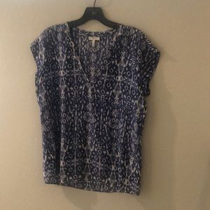 Joie Blue and white silk top